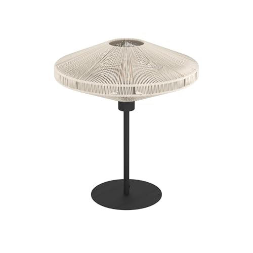 Eglo Bedside lamp Midsumer, Table Light in Japanese Style, Room Decoration for Bedroom, Fixture Japanese, Metal Black and Textile Cream, E27 Socket, Ø 38 cm