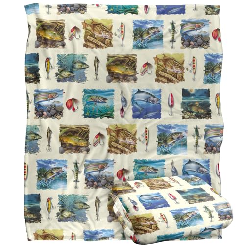 Jq Licensing Fish Paintings Fishing Lures Pattern Silky Touch Super Soft Throw Blanket 152 X 127 Cm