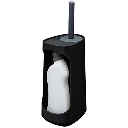 Tiger Tess, Toilet brush holder with storage capacity, freestanding and Swoop® brush flexible, Black/Anthracite, 187x145x454mm