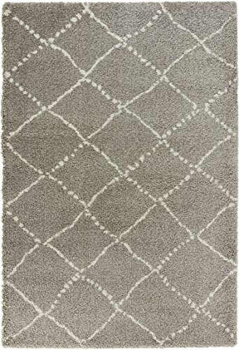 Mint Rugs Hash Rug High Pile Living Room Rug Soft Fluffy Long Pile Shaggy Flokati Diamond Pattern for Living Room Kitchen Hallway or Bedroom Grey Cream 120 x 170 cm