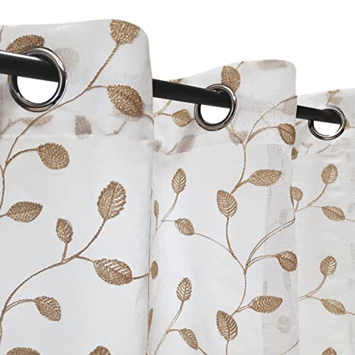Atout Ciel Ready to Hang Net Curtain with Eyelets 140 x 240 cm Gold