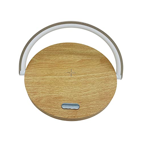 Nicoman LED Desk Lamp with Wireless Phone Charger & USB Port Charging, Touch Control, Dimmable Lamp for Kids, Adults Reading Study Desk Light -Office School Bedroom Decoration- (Wood)