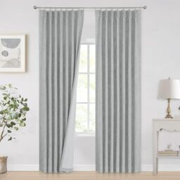 "Vision Home Silver Grey Pinch Pleated Full Blackout Curtains Room Darkening Window Curtains 84 inch for Living Room Bedroom Thermal Insulated Pinch Pleat Drapes with Hooks Back Tab 2 Panel 40"" Wx84 L"