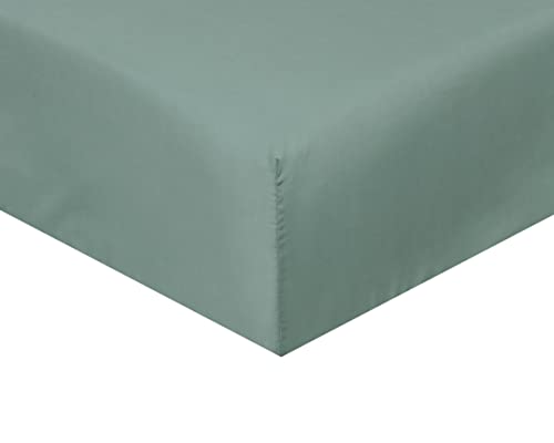 Sleepdown Fitted Sheet Super Soft Cosy Easy Care Polycotton Bed Linen Luxury Bedding Bedsheet 25cm Deep Non Iron - Sage Green - Double,5056242894407