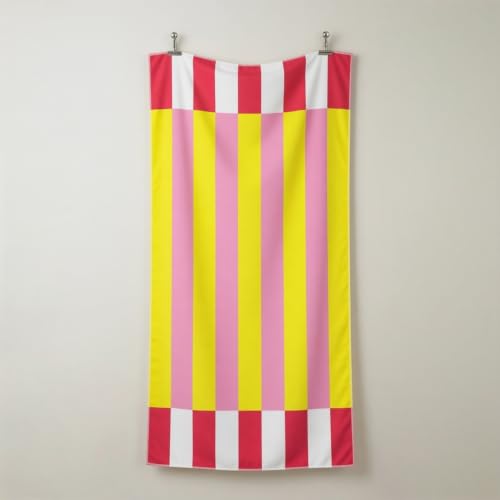 GC GAVENO CAVAILIA Beach Towel for Adults - Premium Microfibre Stripe Towel, Lightweight & Quick Dry - Soft Sand Free Beach Towls, Ideal for Travel & Swimming Towel - (70 x 152 cm) - Yellow