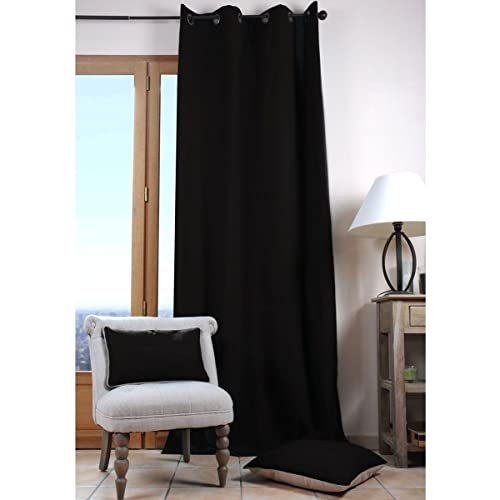 Lovely Casa Eyelet Curtain 135 x 240 cm Black 100% Cotton Screening Ideal for Bedroom or Living Room