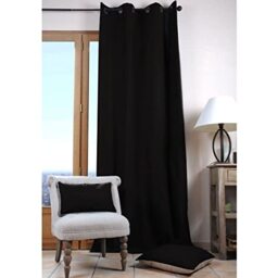 Lovely Casa Eyelet Curtain 135 x 240 cm Black 100% Cotton Screening Ideal for Bedroom or Living Room