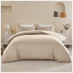 GC GAVENO CAVAILIA Single Duvet Cover Sets - Super Soft Reversible Plain Bedding & Linen Set with Pillowcase - Breathable Lightweight Polyester Quilt Cover (135 x 200 Cm) - Natural/Cream