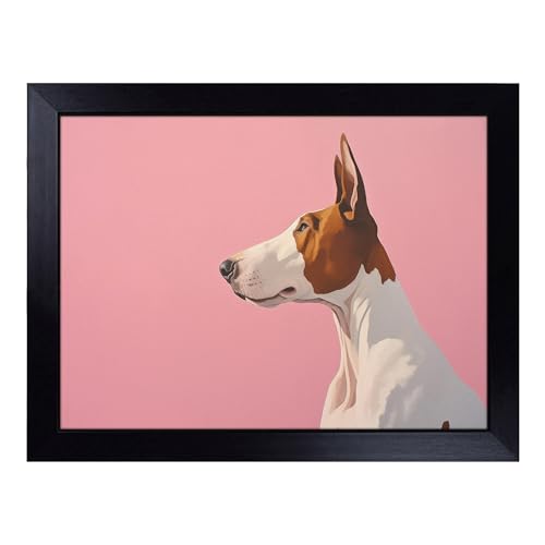 Lap Tray with Bean Bag Cushion, English Bull Terrier Minimalism - Handmade in the UK, Raised Wooden Edge, Padded Cushion, Heat-Resistant Wipe-Clean Surface, for Meals, Laptops and Crafts