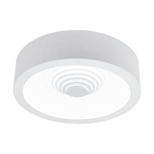 EGLO Leganes LED Ceiling Light, 1 Bulb Ceiling Light, Dimmable, Living Room Lamp, Modern Kitchen Lamp Made of Metal and Plastic in White, Hallway Lamp Ceiling, Warm White, Diameter 45.5 cm