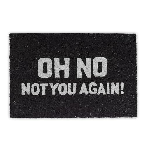 Relaxdays ‘Oh No’ Coir Doormat, HxWxD: 1.5 x 60 x 40 cm, Funny, Nonslip, Coconut Fibre, Rubber, Black-Natural Brown
