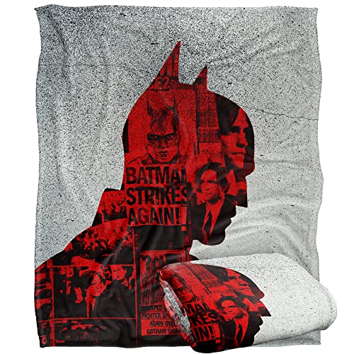 BATMAN The (2022) Blanket, News Clippings Collage Silhouette Silky Touch Super Soft Throw Blanket 152 x 127 cm