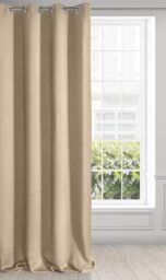 Eurofirany LOGAN Extra Long Blackout Curtain - 1 Unit. Eyelets, Light blocking, Room Darkening Bedroom Living Room, W55 x L106, Beige