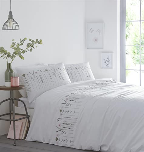 Portfolio Molly Green/Pink Embroided Floral King Size Duvet Cover Set, Cotton