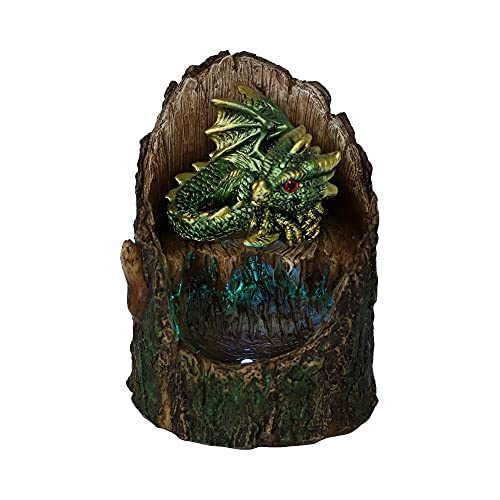 Nemesis Now Arboreal Hatchling Green Dragon in Tree Trunk Light Up Figurine, Red, 10.8cm, U5288S0