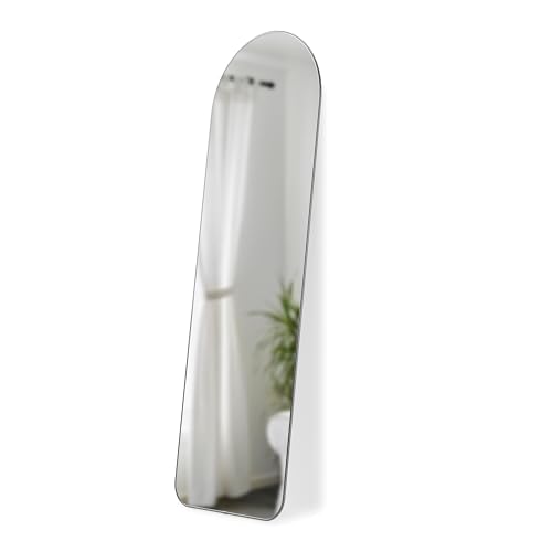 Umbra Hubba Arched Floor Length Mirror with Metallic Frame, Leaning or Wall-Mount, Modern Style for Bedroom, Bathroom, Entryway and More, 62 x 20-Inch, Titanium