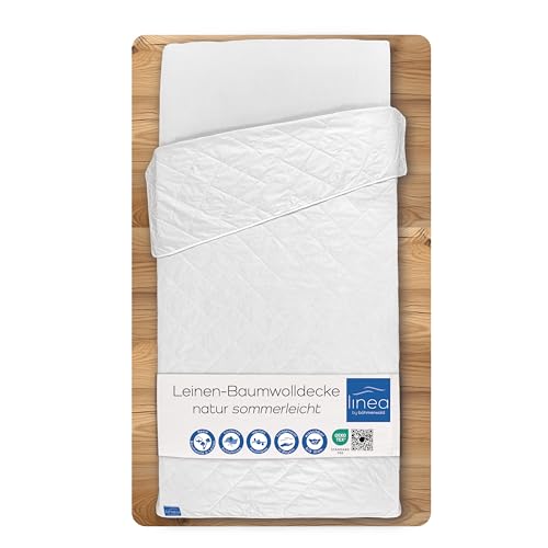 LINEA by böhmerwald nature linen/cotton blanket, summer light, 220 x 240 cm, 60% linen / 40% cotton, suitable for allergy sufferers, washable on a gentle wash up to 40 °C, produced in Germany