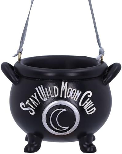 Nemesis Now Stay Wild Child Moon Hanging Ornament 6.1cm, Resin, Black, Exclusive Witch's Cauldron Witchcraft Design, Halloween and Christmas Decoration, Cast in the Finest Resin, Expertly Hand-Painted