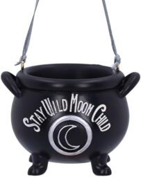 Nemesis Now Stay Wild Child Moon Hanging Ornament 6.1cm, Resin, Black, Exclusive Witch's Cauldron Witchcraft Design, Halloween and Christmas Decoration, Cast in the Finest Resin, Expertly Hand-Painted