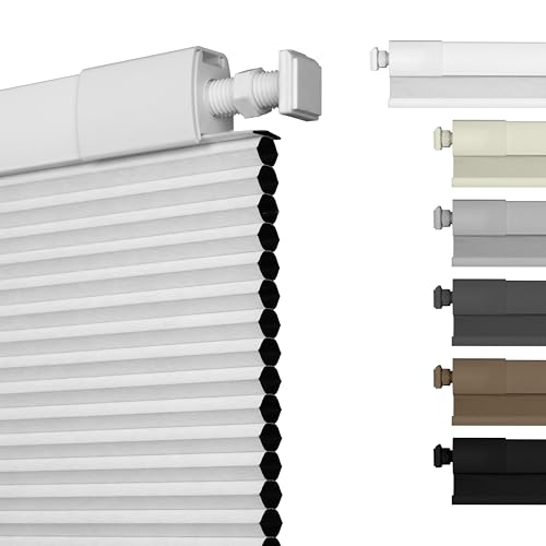"HOTSOON Blackout Cellular Shades Cordless No Tools No Drill Windows Blinds Easy to Install Thermal Insulated Noise Reduction Honeycomb Shades for Home,Blackout-White,27.5"" W x 64"" H"