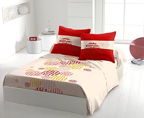 Home Passion - 4-Piece Bedding Set - 100% Cotton - 57 Thread Count - Double - 240 x 300 cm - Warm Symbol