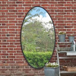 "MirrorOutlet The Ovale - Large Black Framed Oval Pond Garden Wall Mirror 71"" X 39"" (180cm X 100cm) Silver Mirror Glass On A Black Backing."