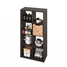 Furinno HERMITE Kitchen Island, 8-Cube Coffee Bar, Kitchen Storage, Bakers Rack, for Pantry Organizers and Storage, Kitchen Organization, Dark Oak