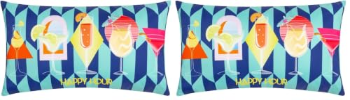 furn. Happy Hour Abstract Cushion Cover, Blue (Pack of 2)