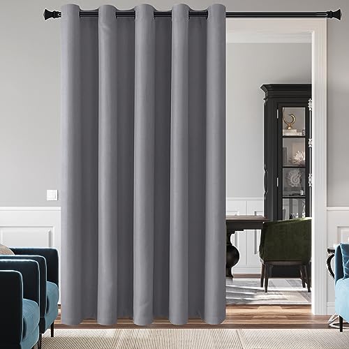 DWCN Grey Blackout Curtain for Bedroom ??? Heat Insulated, Energy Saving, with Eyelets, Blackout Curtain for Terrace Door, Room Divider, Long Curtain, 60 x 84 inches, Pack of 1
