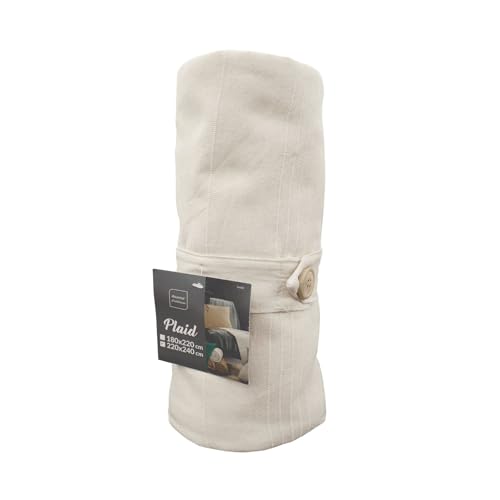 Douceur d'Intérieur Indoor Softness, Blanket (220 x 240 cm) Lucile Natural, Plain Polycotton