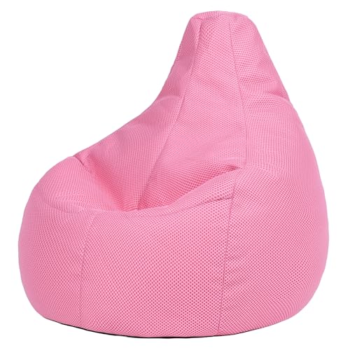 icon Performance Mesh Gaming Bean Bag Chair, Light Pink, Large Adult Bean Bag with Filling Included, Comfy Chair, Bedroom Furniture, Gamer Gifts, Gaming Room, Gaming Room Accessories