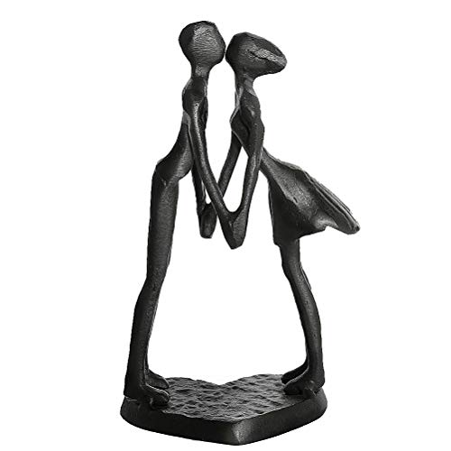 Dreamseden Anniversary, Wedding Gifts for Her/Wife - 6 Inch Modern Iron Couple Sculpture Home Decor for Table Shelf, Romantic Love Heart Decoration Figurine for Girlfriend, Bridal Shower, Engagement