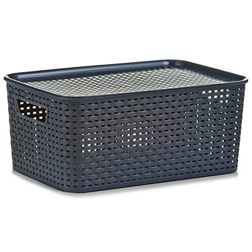 Zeller 39 x 27 x 16.5 cm Stacking Box with Lid, Grey/Plastic