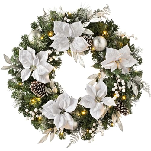 Luxury Pre-Lit Decorated Wreath with 50 LED Lights