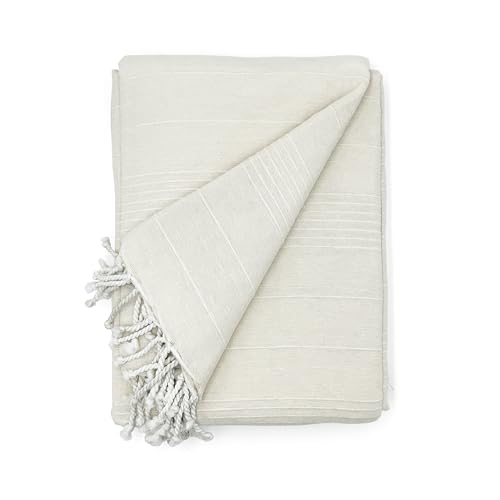 Cardenal Textil - Multi-Purpose cola Foulard, Plaid for Bed, Blanket for Bed, Sofa Cover, Ecrude, 300 x 260 cm