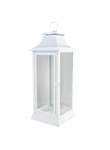 "Serene Spaces Living Hurricane Lanterns with Clear Glass Panels, Perfect for Home Decor, Parties & Events, Table Top Or Hanging Lantern for Indoor & Outdoor, 7.5"" Square & 19"" Tall"