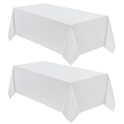 VidaFete 2 Pack 90*132inch Rectangle Tablecloth Polyester Table Cloth，Stain Resistant and Wrinkle Polyester Dining Table Cover for Kitchen Dinning Party Wedding Rectangular Tabletop Decoration(White)