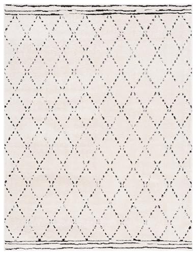 Safavieh Melody Collection Lattice Area Rug for Living Dining Room Bedroom Short Pile, Ivory Blue Area Rug (5'x90')