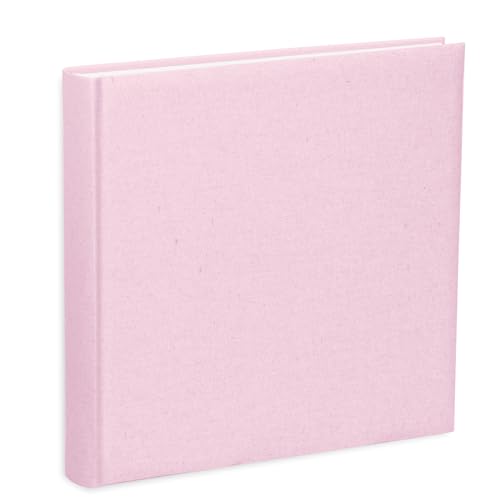 Photo Album 31 x 31 cm Pink Cotton Fabric Cover, 80 Pages with Tissue