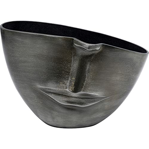 Kare Design Deco Vase Half Face, Anthracite Decorative Vase for Flowers, Elegant, Room Decor, Home Decor, Table Decoration for Living Room, Bedroom, Home Office, 31x22x11 cm (H/W/D)