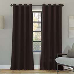 "Sun Zero Nordic 2-Pack 2-Pack Theater Grade Extreme Total Blackout Grommet Curtain Panel Pair, 52"" x 96"", Dark Chocolate"