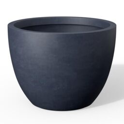 "Kante Accent Round Tapered Charcoal Concrete Planter 13"" Tall, Outdoor - Rubber Plug for Indoor, Drainage for Garden, All-Weather Cement Flower Pot, Handcrafted, Anti-Frost & UV, Modern Home Decor"