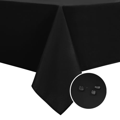 DWCN Square Tablecloth - 60 x 60 Inch - Waterproof Stain and Wrinkle Resistant Washable Table Cloth, Decorative Fabric Table Cover for Kitchen Dining Room Party and Outdoor Use, Black