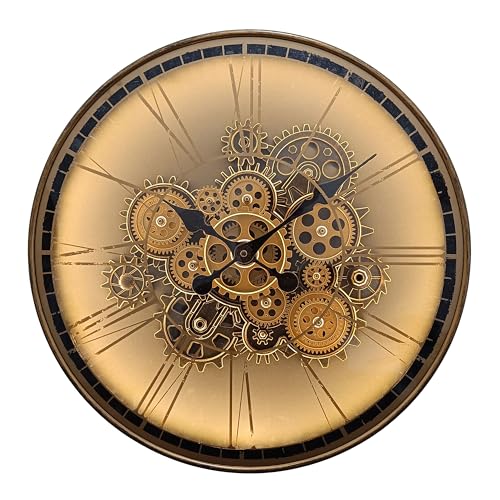 Lesser & Pavey Cog Clocks LED Cog Clock Light Up Gold 51cm - Modern Wall Clock for Living Room Bedroom Kitchen LED Illuminated - Mantelpiece & Desk Clocks - Decorative Home