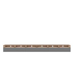 Selsey REDNAW - Modern TV Stand/TV Cabinet with 3 Drawers / 300 cm/Wotan Oak/Grey Gloss/LED lighting