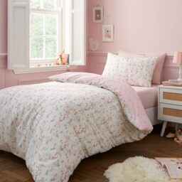 Belle & Boo Ballerina Reversible Cotton Single Duvet Cover Set with Pillowcase Pink