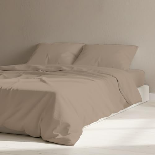Certified Egyptian Cotton Rich Split King Fitted Sheets - Hotel Quality Crisp Percale Sheets, Skin Friendly & Breathable - Snug Fit Technology 4 Corner Straps for Zero Bunching - Taupe