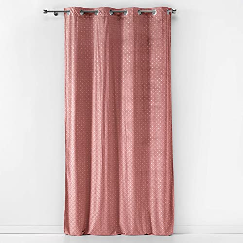 Douceur d'Intérieur, Bellagold Pink Velour Printed Eyelet Curtain 140 x 240 cm
