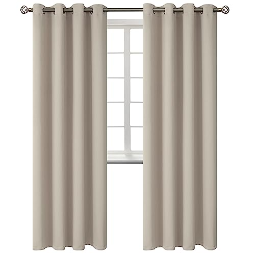 BGment Room Darkening Curtains 84 Inches Long - Grommet Thermal Insulated Drapes Window Treatment Curtains for Bedroom, 2 Panels, 52 x 84 Inch, Camel