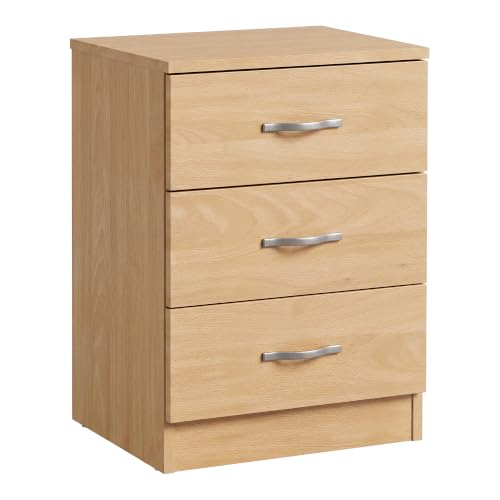 Vida Designs Large Pine Bedside Drawer, Bedside Cabinet, 3 Drawer, Bedside Table, Metal Handles and Runners